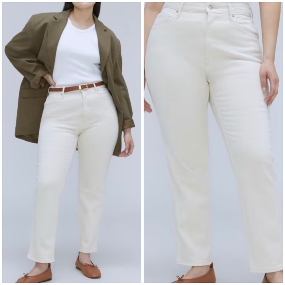 Everlane The Curvy Cheeky Straight Leg Crop Jeans in Ecru